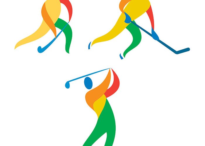 Icon Greeting Card featuring the digital art Field Hockey Ice Hockey Golf Icon by Aloysius Patrimonio