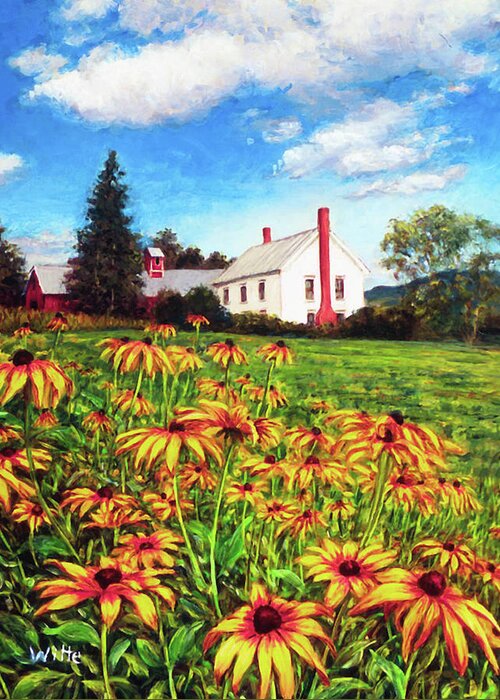 Gardenscape Greeting Card featuring the painting Field of Black Eyed Susans by Marie Witte