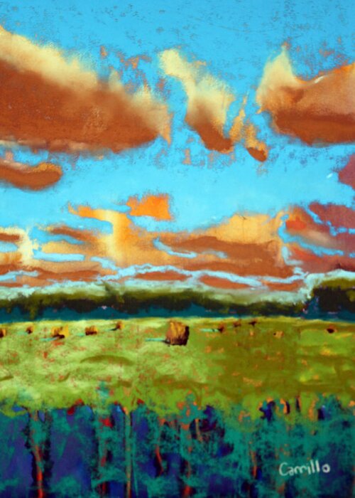 Landscape Greeting Card featuring the painting Field of Color by Ruben Carrillo