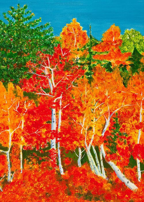 Forest Greeting Card featuring the painting Fiery Forest 20 x 16 by Santana Star