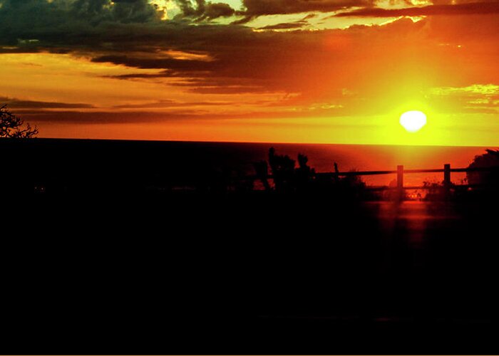 Sunset Greeting Card featuring the photograph Fiery Sunset in La Jolla by Rebecca Dru