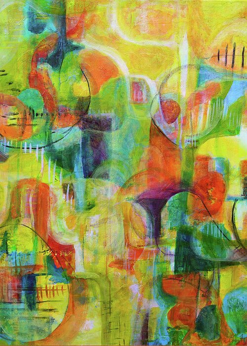 Abstract Greeting Card featuring the mixed media Fiesta Tango by Christine Chin-Fook