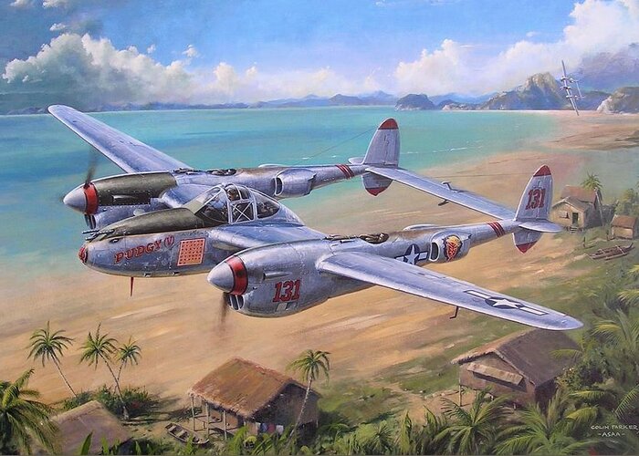 Aviation Art Greeting Card featuring the painting Fightin' Red Devils by Colin Parker