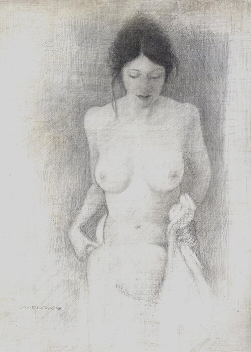 Breasts Greeting Card featuring the drawing Figure Study 6 by David Ladmore