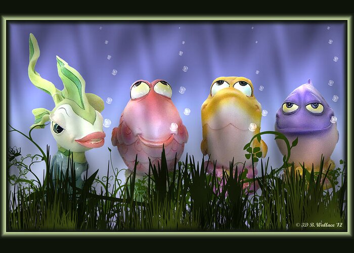 2d Greeting Card featuring the mixed media Finding Nemo Figurine Characters by Brian Wallace