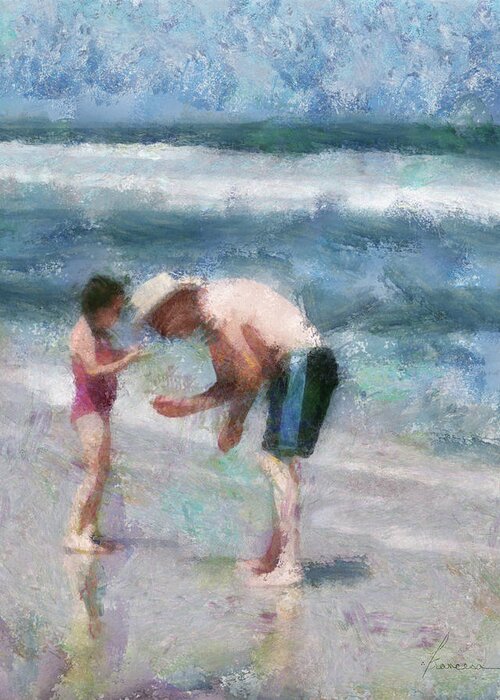 Grandpa Greeting Card featuring the digital art Finding Seashells by Frances Miller