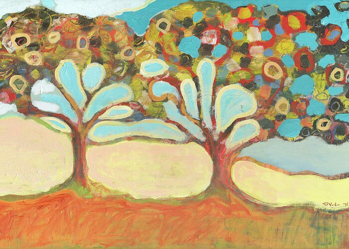 Tree Greeting Card featuring the painting Finding Strength Together by Jennifer Lommers