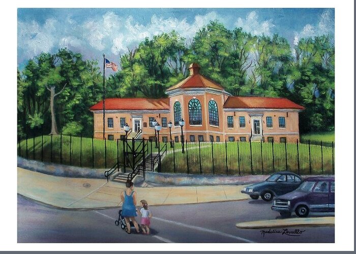 Painting Greeting Card featuring the painting Fire Alarm Telegraph Station F.D.N.Y. Building by Madeline Lovallo