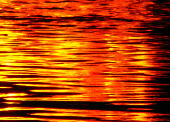 Firewater Greeting Card featuring the digital art Fire at Night on the Water by Michael Oceanofwisdom Bidwell