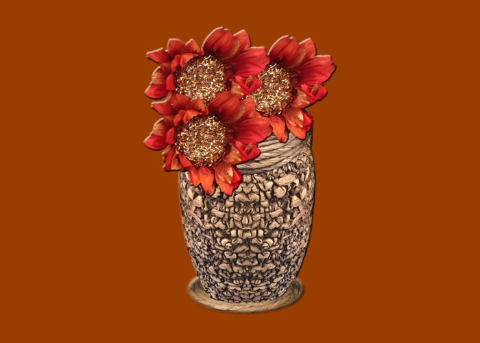 Fire Brick Greeting Card featuring the photograph Fire Brick Flora Vase by Rockin Docks Deluxephotos