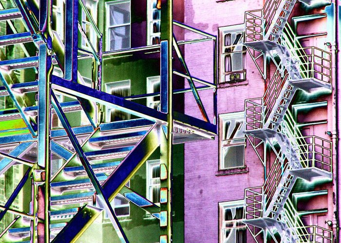 Fire Greeting Card featuring the digital art Fire Escape 2 by Tim Allen