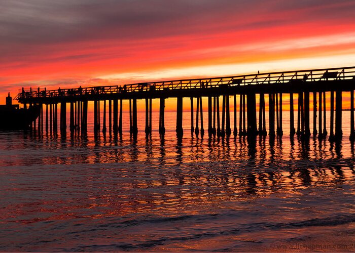 Wharf Greeting Card featuring the photograph Fire in the sky by Lora Lee Chapman