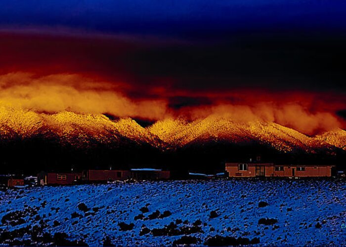 Santafe Greeting Card featuring the photograph Fire on the Mountain by Charles Muhle