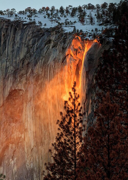 Yosemite Greeting Card featuring the photograph Firefalls by Erick Castellon