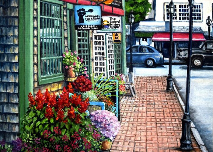 Bar Harbor Greeting Card featuring the painting Firefly Lane Bar Harbor Maine by Eileen Patten Oliver