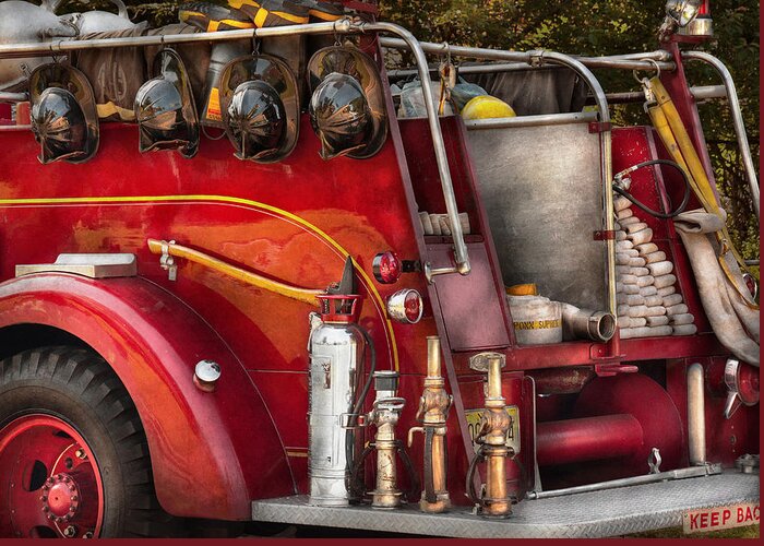 Fireman Art Greeting Card featuring the photograph Fireman - Ready for a fire by Mike Savad