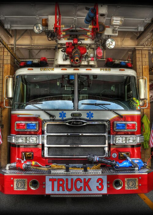Fire Engine Greeting Card featuring the photograph Fireman - Fire Engine by Lee Dos Santos