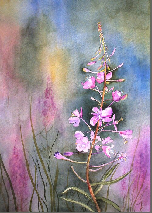 Flower Greeting Card featuring the painting Fireweed by Marsha Karle