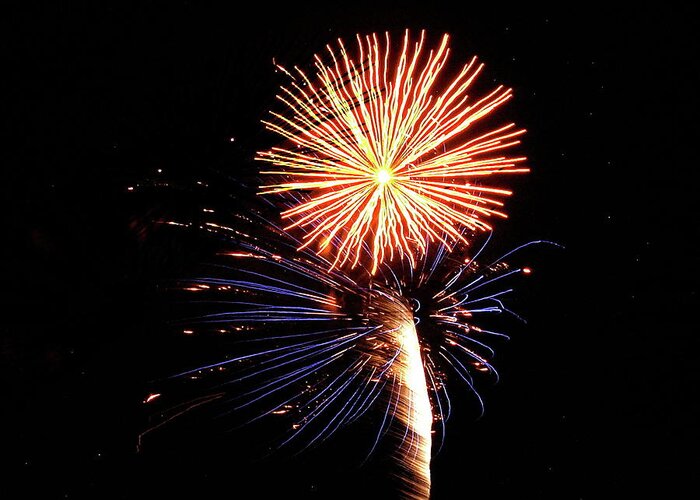 Fireworks Greeting Card featuring the photograph Fireworks from a Boat - 25 by Jeffrey Peterson