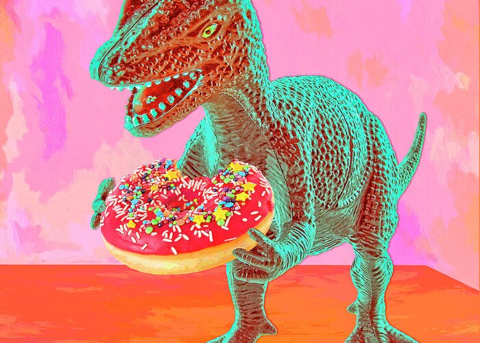 Doughnut Greeting Card featuring the digital art First Bite by Sandra Selle Rodriguez