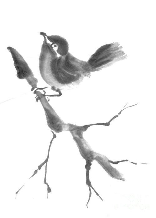 Bird Greeting Card featuring the painting First Flight by Ellen Miffitt