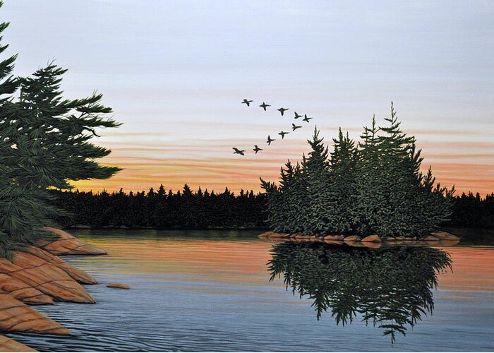 Lakes Greeting Card featuring the painting First Light by Kenneth M Kirsch