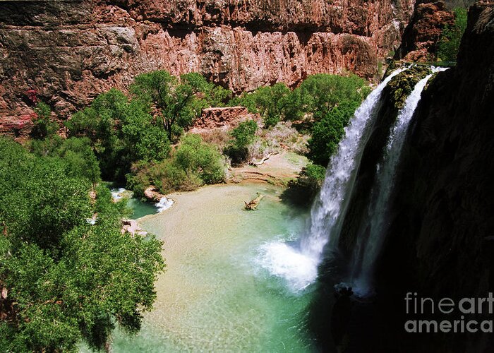 Havasupai Greeting Card featuring the photograph First View of Havasu Falls by Kathy McClure