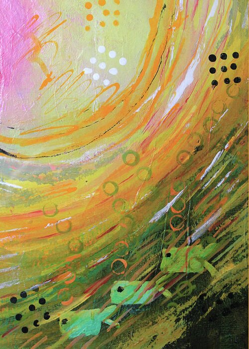 Fish Greeting Card featuring the mixed media Fish in a Green Sea by April Burton