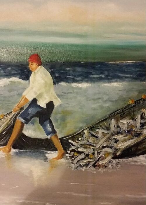  Greeting Card featuring the photograph Fisherman by Elizabeth Hoare Gregory