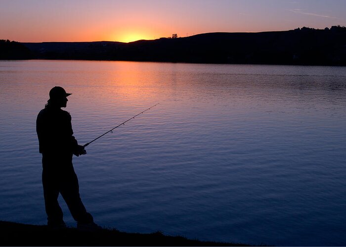 Male Greeting Card featuring the photograph Fishing At Sunset by Connie Cooper-Edwards