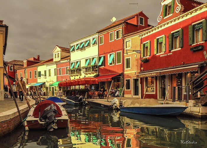 Burano Greeting Card featuring the photograph Fishing Boats in Colorful Burano by Tim Kathka