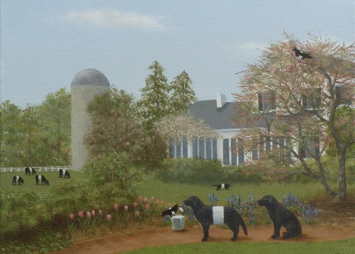 Fearrington Greeting Card featuring the painting Fitting in at Fearrington by Phyllis Andrews