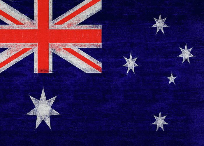 Australia Greeting Card featuring the digital art Flag of Australia Grunge by Roy Pedersen