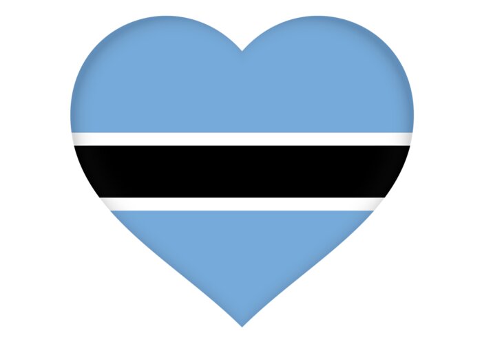  Batswana Greeting Card featuring the digital art Flag of Botswana Heart by Roy Pedersen