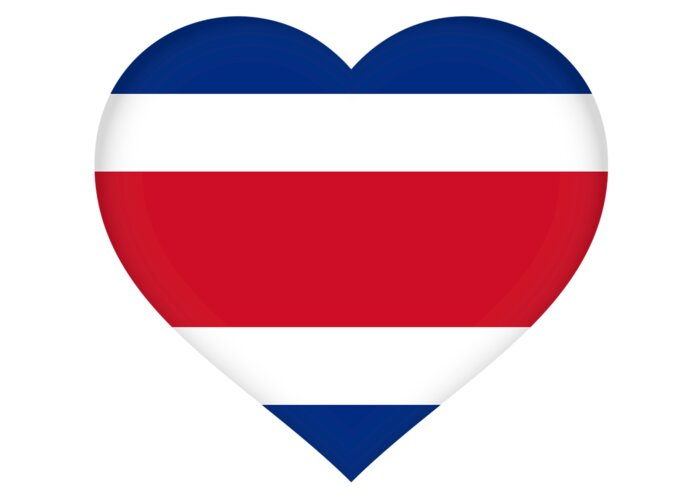Costa Rica Greeting Card featuring the digital art Flag of Costa Rica Heart by Roy Pedersen
