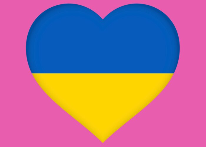 Ukraine Greeting Card featuring the digital art Flag of the Ukraine Heart by Roy Pedersen