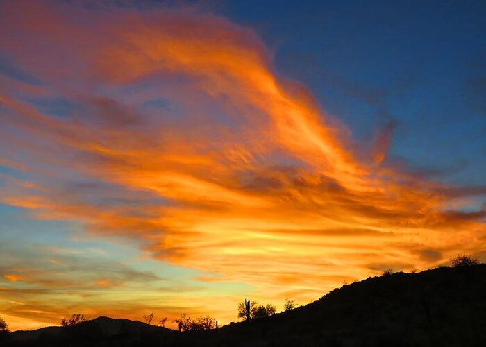 Arizona Greeting Card featuring the photograph Flaming Hand Sunset by Judy Kennedy