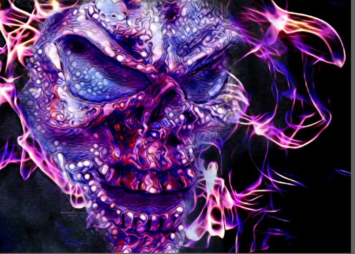 Digital Art Greeting Card featuring the digital art Flaming Skull by Artful Oasis
