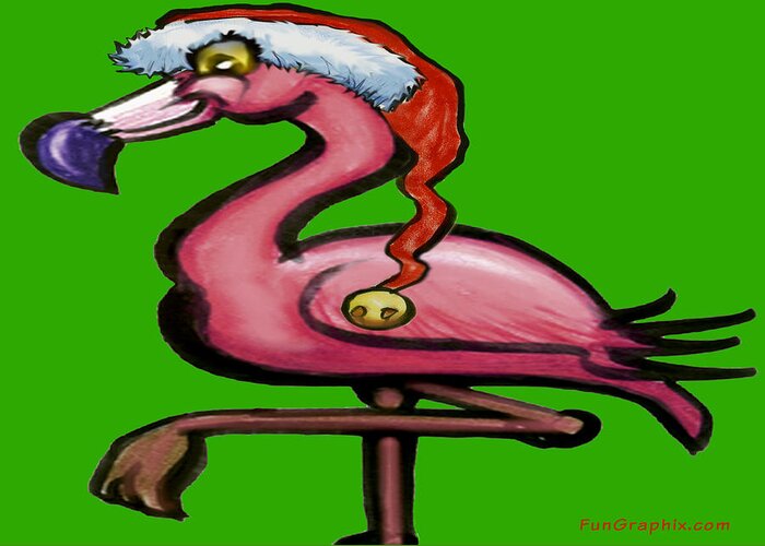 Flamingo Greeting Card featuring the greeting card Flamingo Christmas by Kevin Middleton