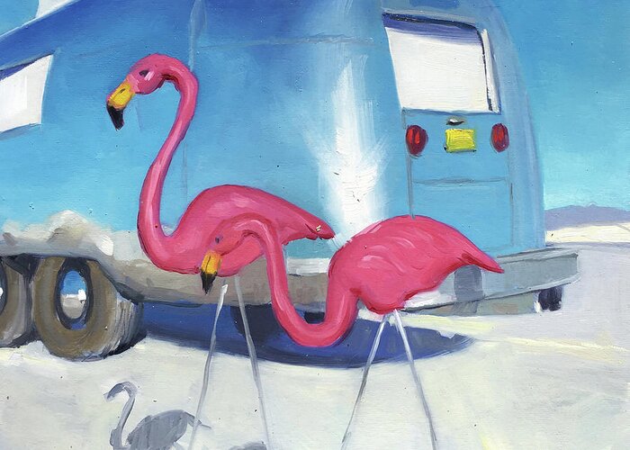 Flamingo Greeting Card featuring the painting Flamingo Migration by Elizabeth Jose
