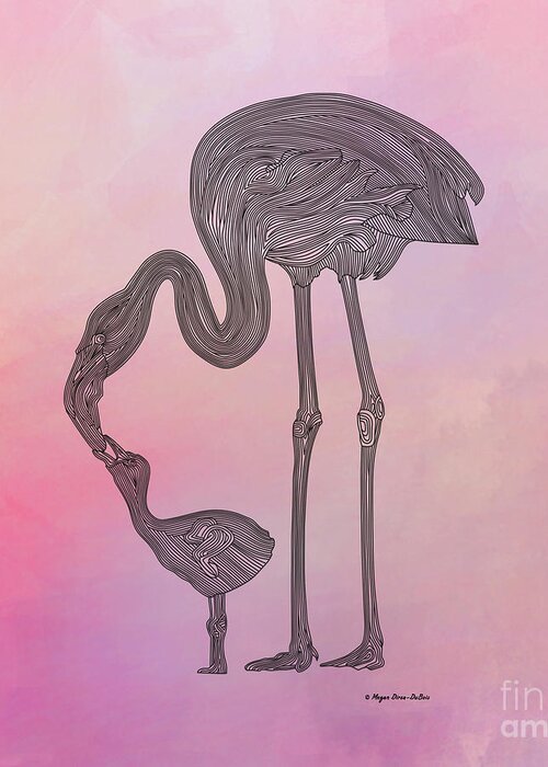 Bird Greeting Card featuring the digital art Flamingo6 by Megan Dirsa-DuBois