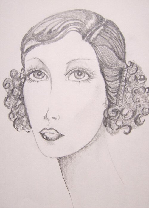 Flapper Girl Greeting Card featuring the drawing Flapper Girl by Leslie Manley