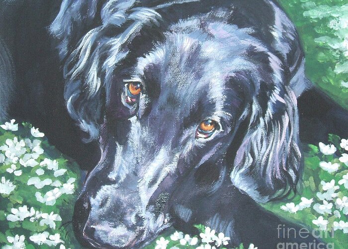 Flat Coated Retriever Greeting Card featuring the painting Flat Coated Retriever by Lee Ann Shepard