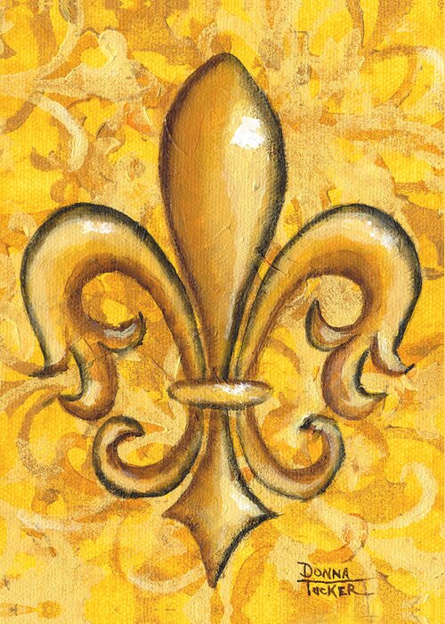 Saints Greeting Card featuring the painting Fleur de Lis by Donna Tucker
