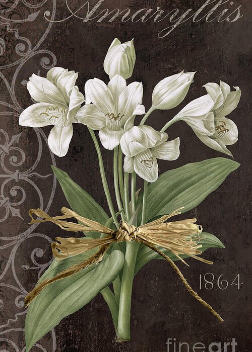 Amaryllis Greeting Card featuring the painting Fleurs de Paris by Mindy Sommers
