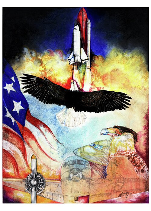 Eagle Greeting Card featuring the mixed media Flight by Anthony Burks Sr