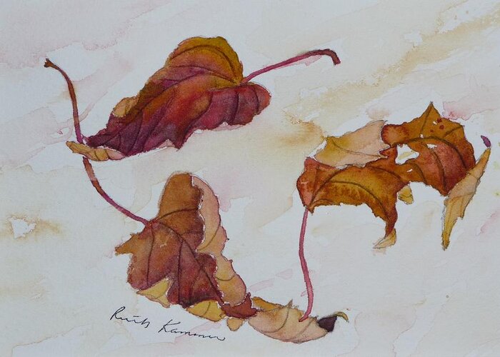 Fall Greeting Card featuring the painting Floating by Ruth Kamenev