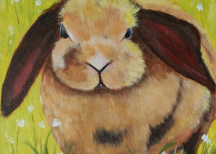 Bunny Greeting Card featuring the painting Flopped Ear Bunny by Donna Tucker