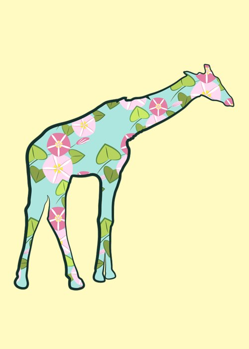 Animal Graphic Greeting Card featuring the digital art Floral Giraffe 2 by MM Anderson