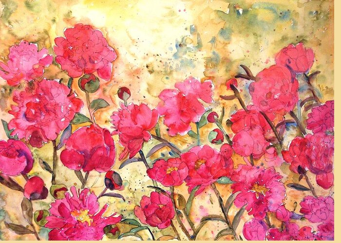 Floral Watercolor Painting of Pink Peonies Flowers Print Coral Bright ...
